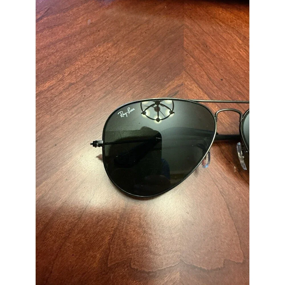 ⁠Vintage B&L Ray-Ban USA Aviator Sunglasses Black Metal Frame G-15 Glass Lens 3